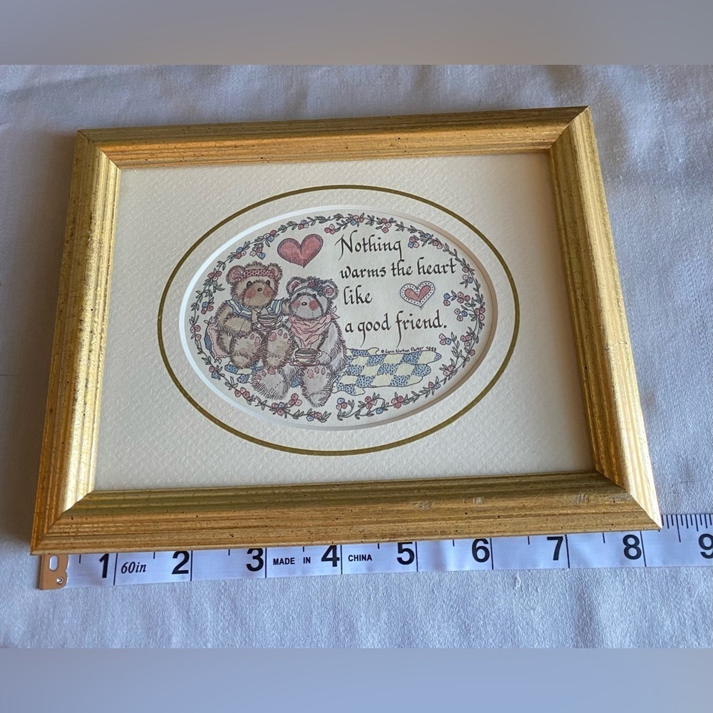 Vintage Framed "Friends" Calligraphy Picture - Picture 5 of 6